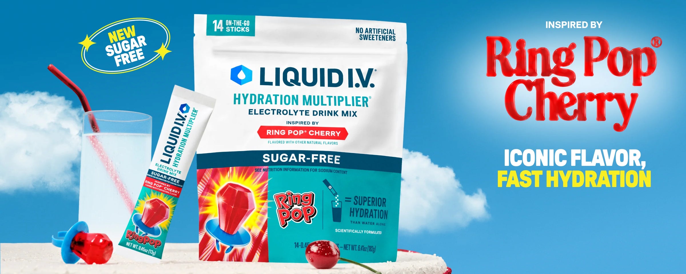 Ring Pop® Cherry Hydration Multiplier® Sugar-Free - Clean Hydration